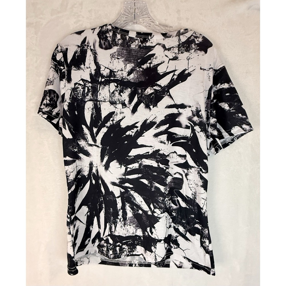 Pesion Black and White Abstract T-Shirt with Red Sequined Lips M Graphic Y2K - Picture 4 of 10